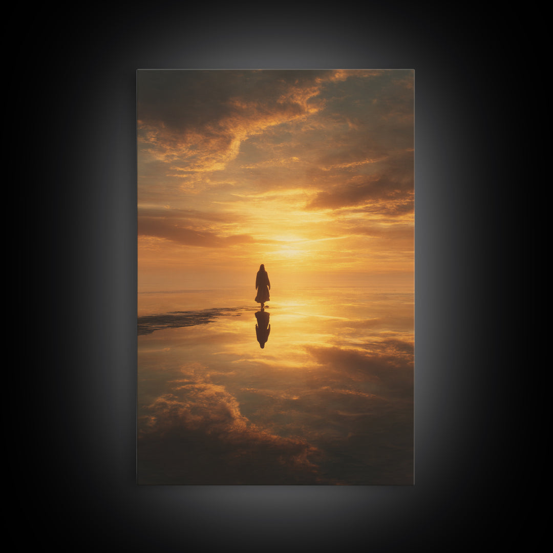 Eternal Sunrise Path, Framed Canvas Print, Christian Art Canvas, Jesus Christmas Art, Christian Wall Art, Moody Christmas Art, Christian Gi