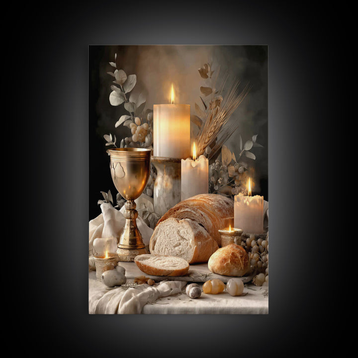 Graceful Still Table, Framed Canvas Print, Christian Wall Art, White Christmas Art, Christian Art Canvas, Christian Decor