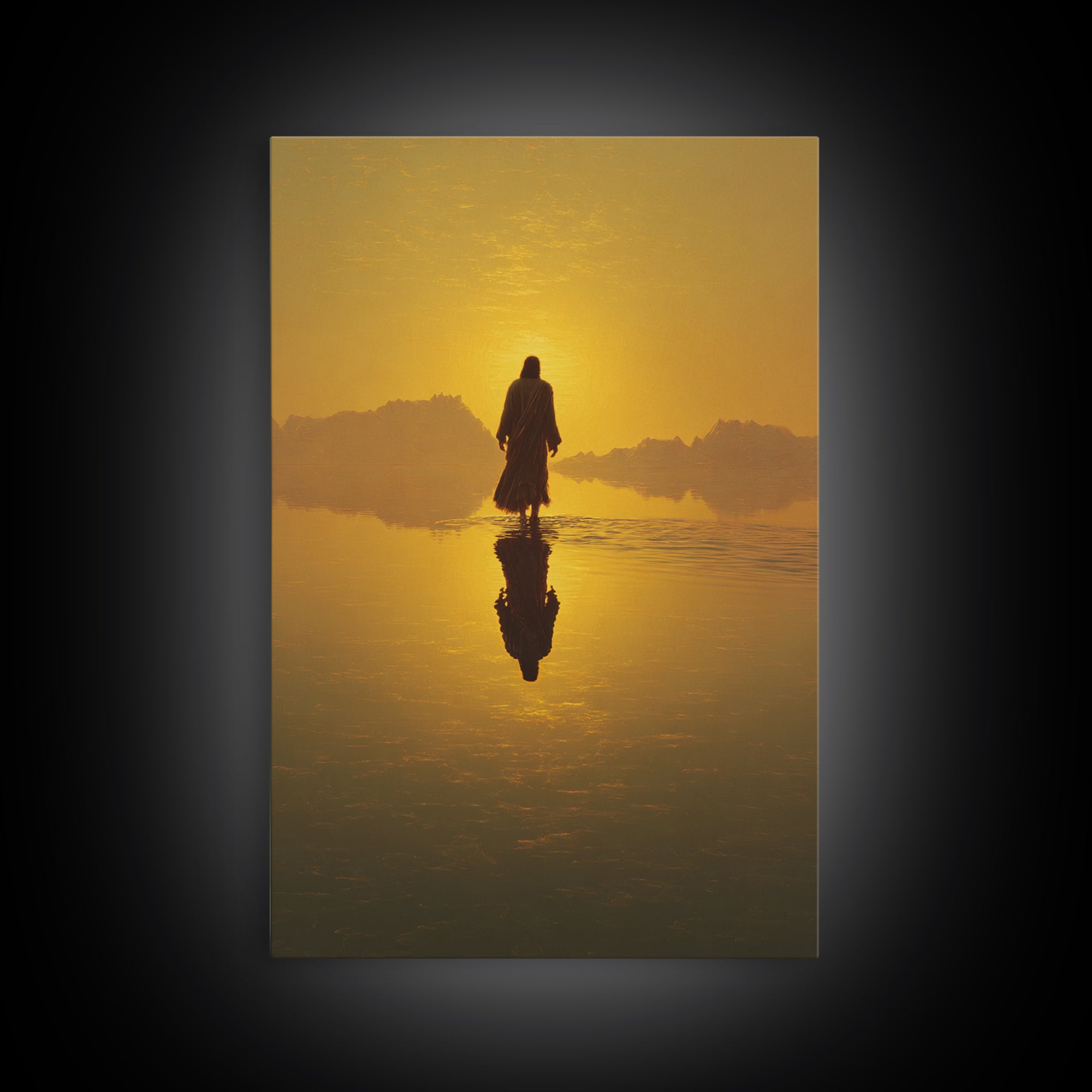 Golden Promise, Framed Canvas Print, Christian Art Canvas, Jesus Painting, Large Christian Art, Christian Wall Art, Christian Christmas Art