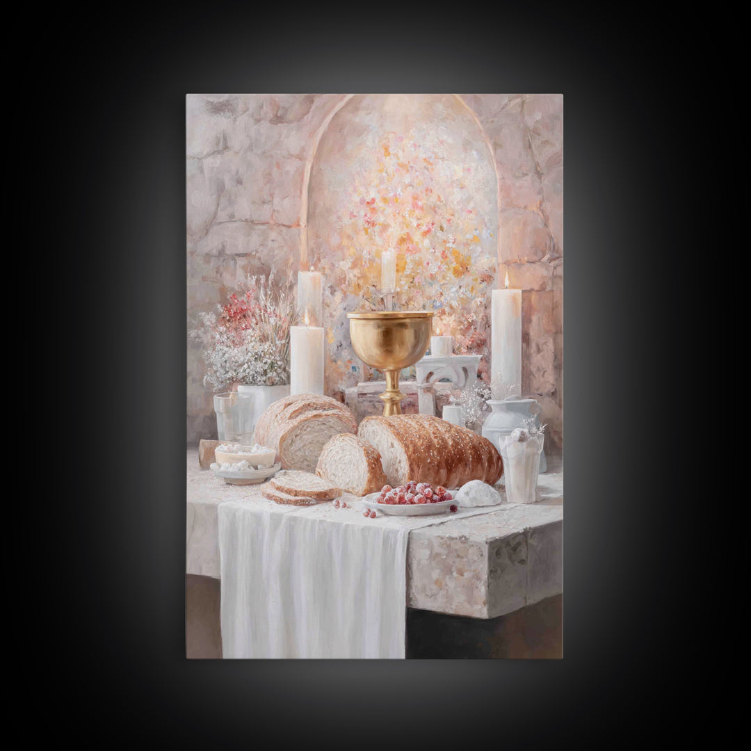 Candlelit Blessings | Framed Canvas Print | Christian Art Canvas | Christian Wall Art | Moody Christian Art | Christmas Art Prints
