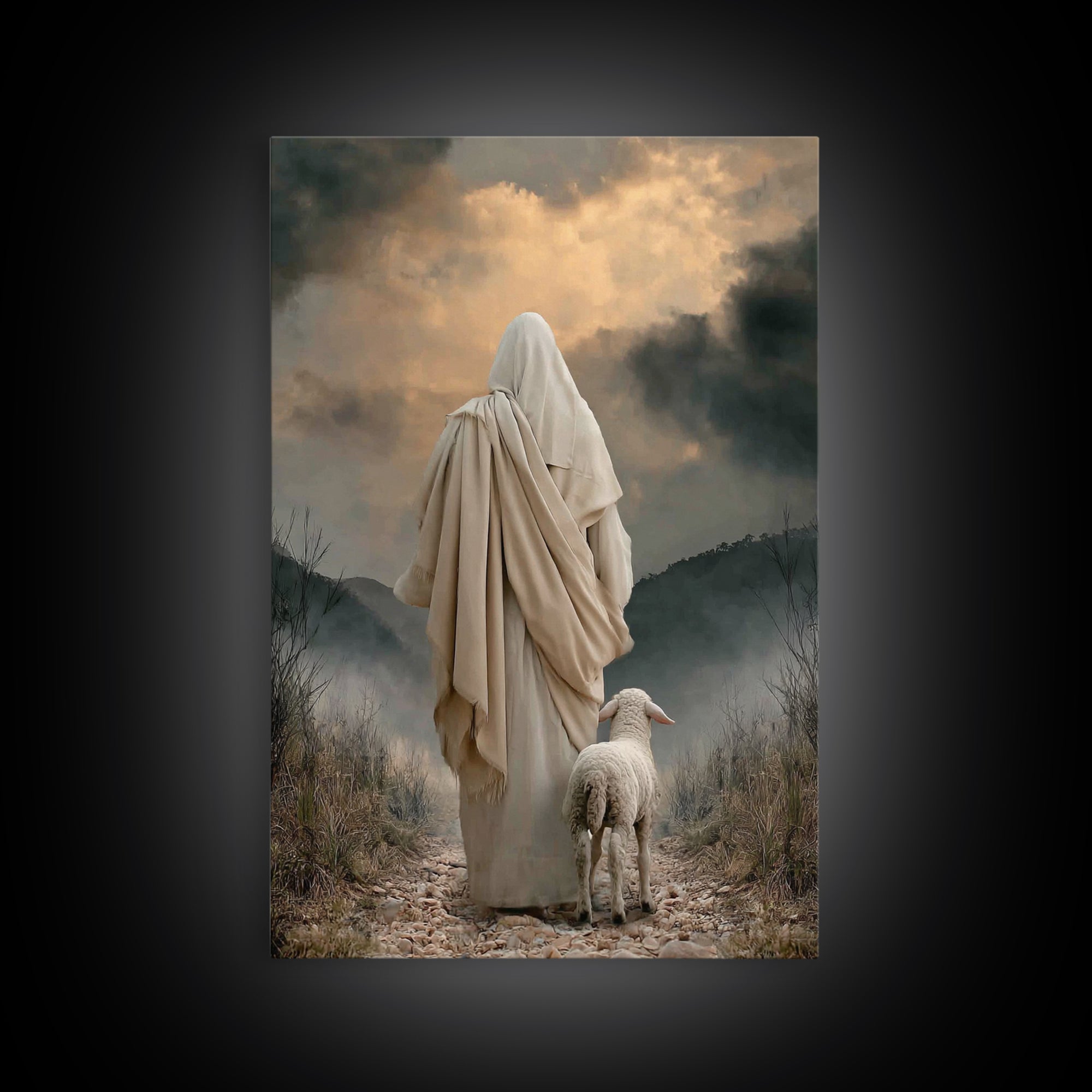 Shepherd’s Haven, Framed Canvas Print, Christian Wall Art, Christian Art Canvas, Jesus Painting, Christian Art, Christian Gift