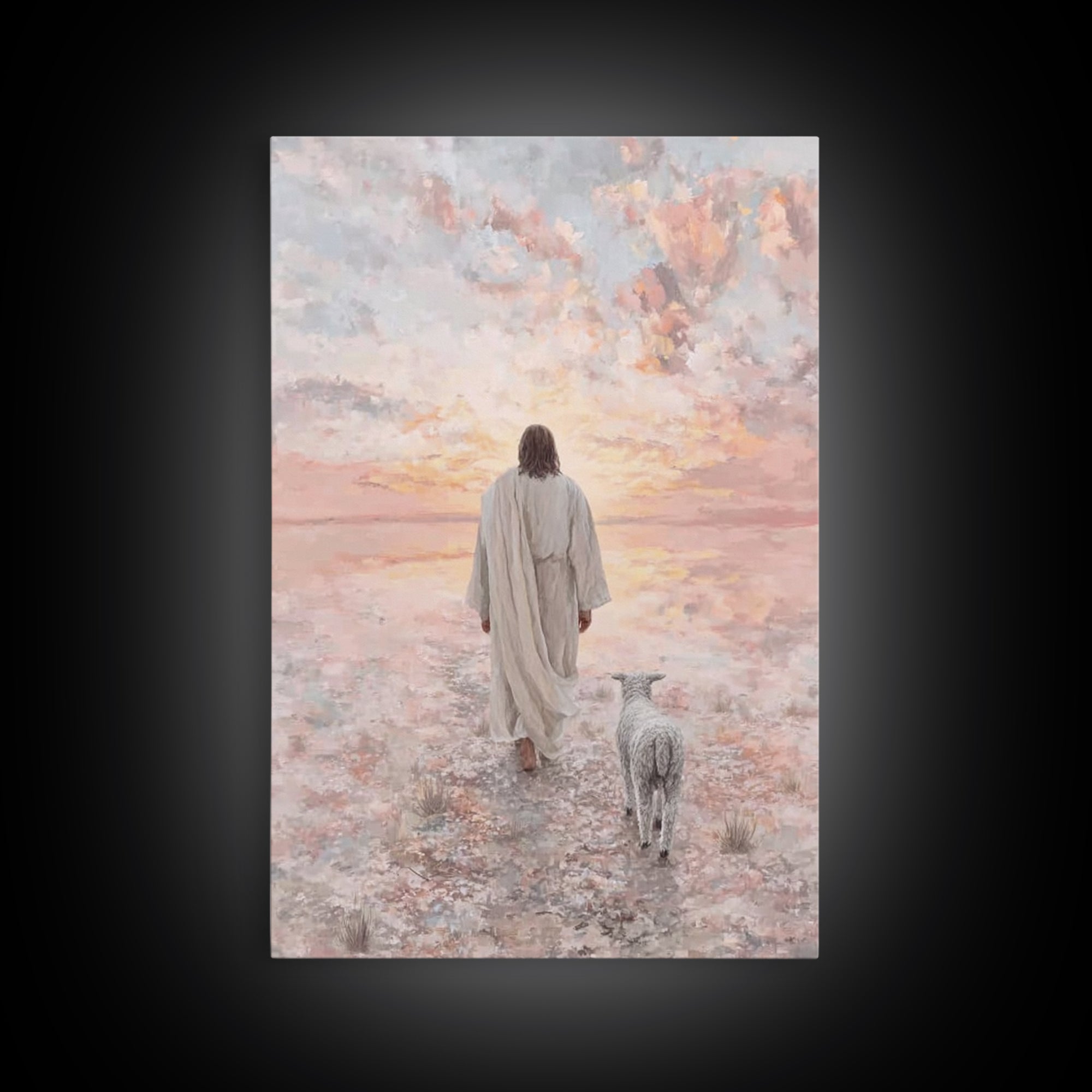 Desert Dawn Grace – Framed Canvas Print – Christian Art Canvas – Christian Art – Christian Wall Art – Jesus Painting – Christian Christmas