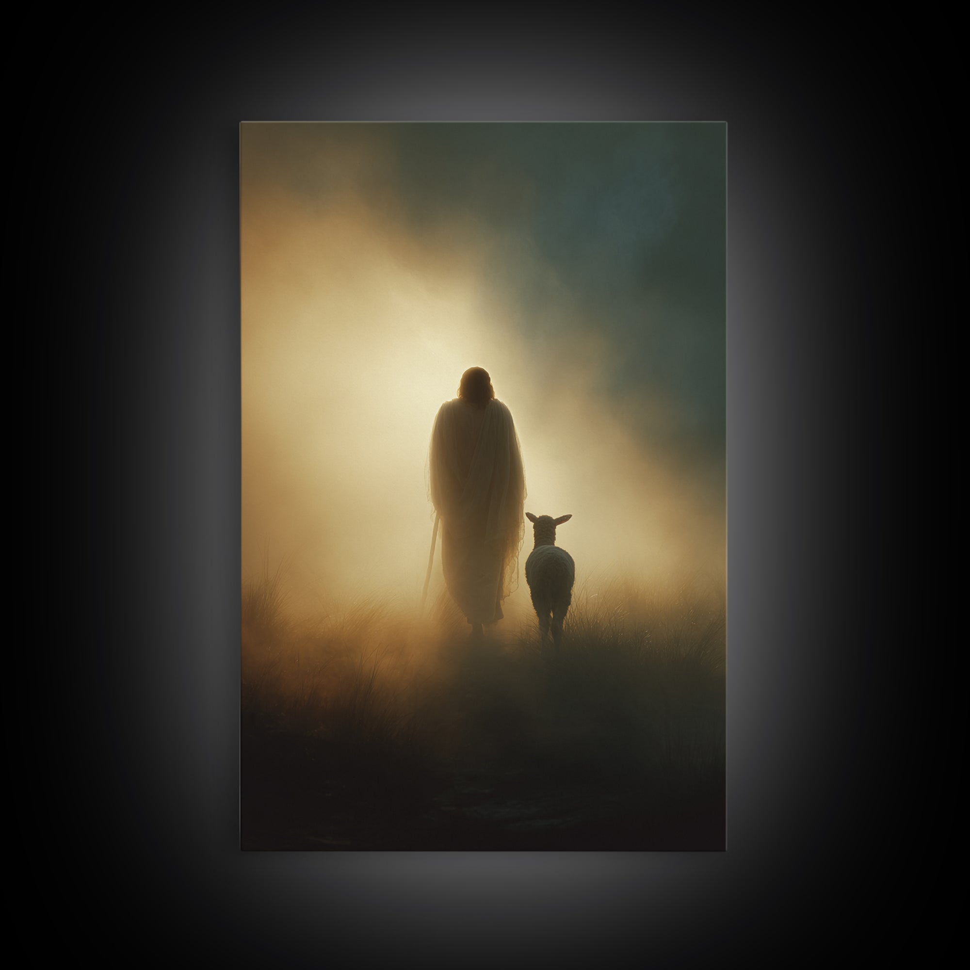 Heaven’s Lantern Glow, Framed Canvas Print, Christian Wall Art, Christian Art Canvas, Christian Art, Jesus Painting, Christian Christmas Ar