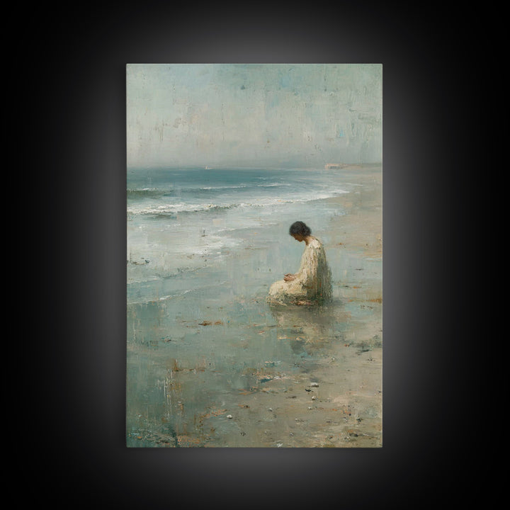 Silent Tide Prayer | Framed Canvas Print | Christian Wall Art | Christian Art Canvas | Christian Painting | Minimalist Christian Art | Chri