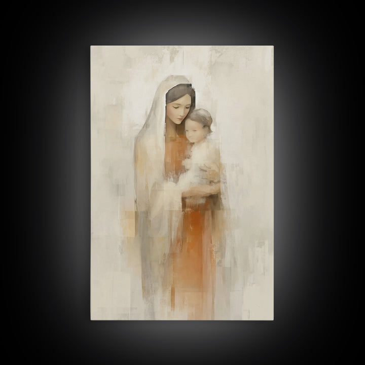 Blessed Mother Love | Framed Canvas Print | Christian Wall Art | Mary And Jesus Painting | Christian Art Canvas | Modern Christian Art | Ch