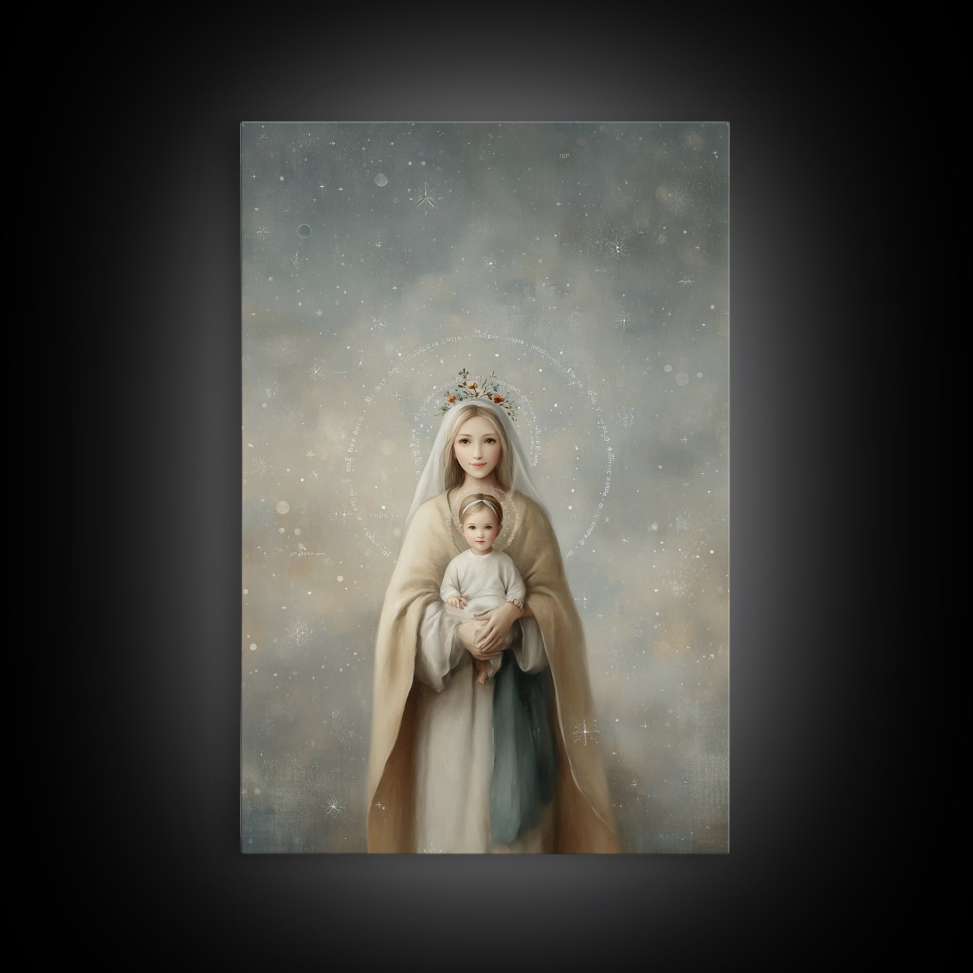Heavenly Crown Grace – Framed Canvas Print – Christian Wall Art – Mary And Jesus Painting – Christian Art Canvas – Christian Gift Ideas – C
