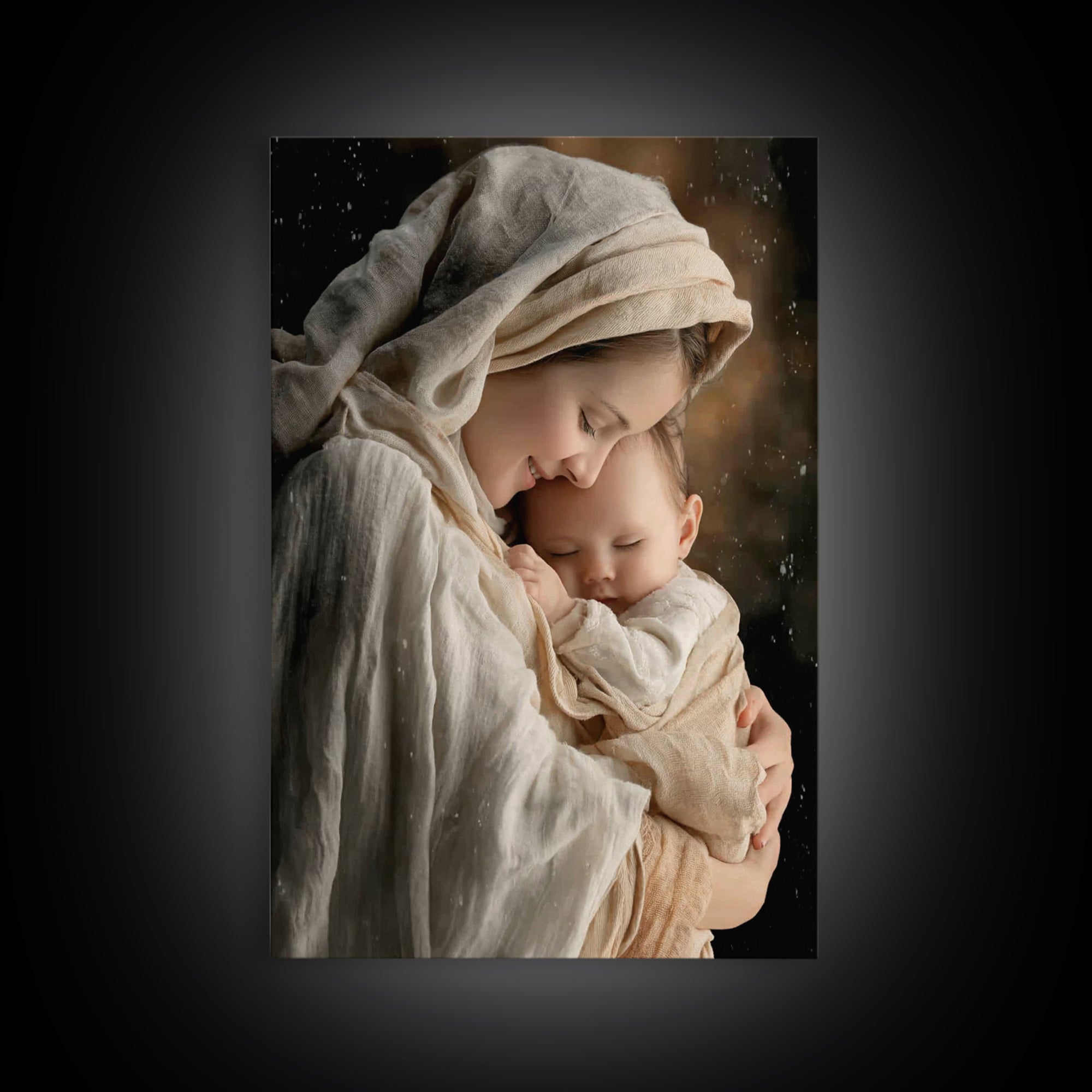Tender Morning Peace - Framed Canvas Print - Christian Wall Art - Christian Art Canvas - Mary And Jesus Painting - Christmas Wall Art - Chr