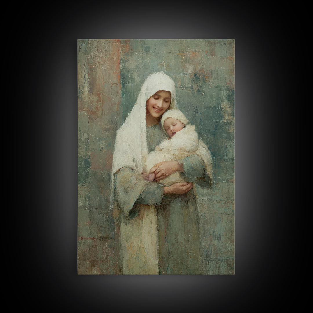 Blessed Embrace - Framed Canvas Print - Christian Art Canvas - Christian Wall Art - Christian Christmas Art - Jesus Painting - Christian De