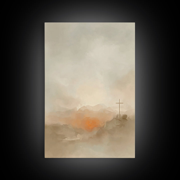 Crosslight Horizon – Framed Canvas Print – Christian Art Canvas – Christian Wall Art – Abstract Christian Art – Christian Decoration