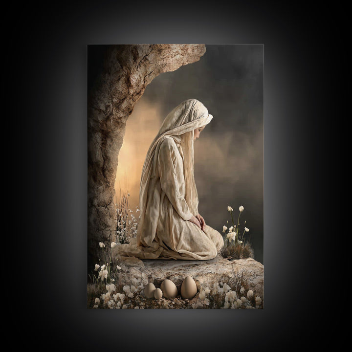Sacred Vigil – Framed Canvas Print – Christian Wall Art – Christian Art Canvas – Christian Painting – Moody Christian Art – Christian Art G