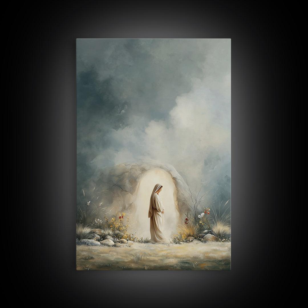 Tombside Dawn – Framed Canvas Print – Christian Art – Christian Art Canvas – Subtle Christian Art – Christian Wall Art – Christian Painting