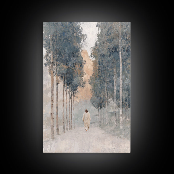 Walk In Peace – Framed Canvas Print – Christian Art Canvas – Blue Christian Art – Christian Wall Art – Christian Painting – Unique Christia
