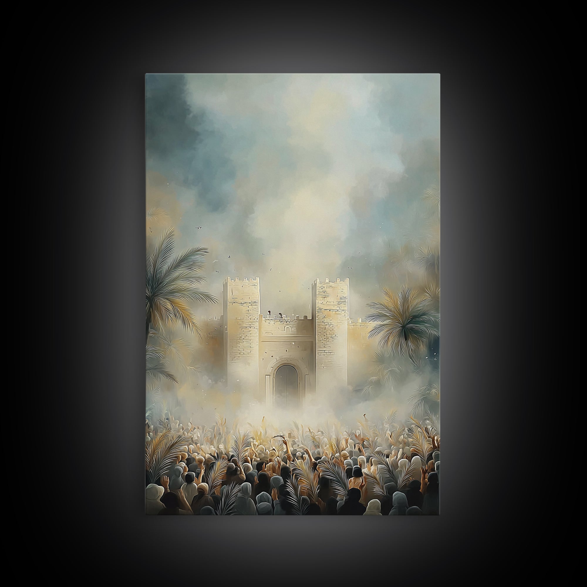 Palm Gate Hosanna – Framed Canvas Print – Christian Art – Christian Wall Art – Christian Art Painting – Moody Christian Art
