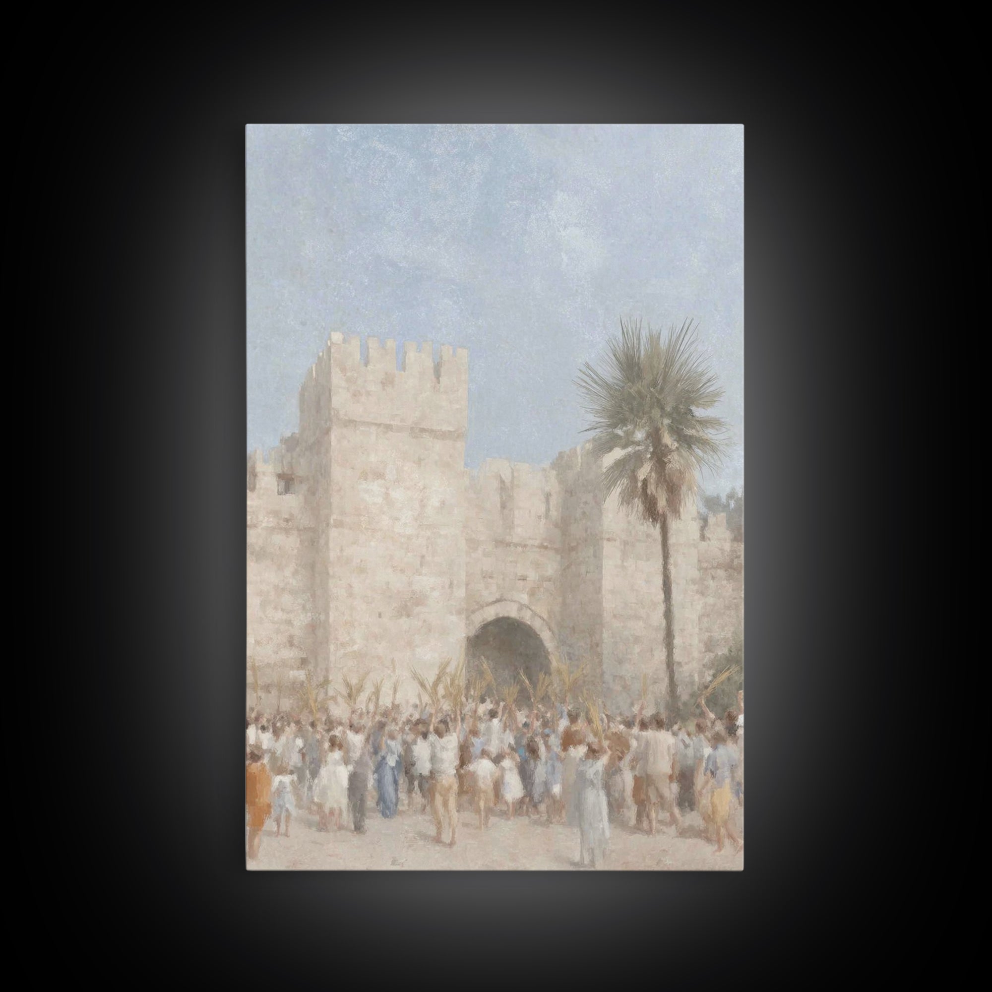 Palm Day Rejoicing, Framed Canvas Print, Christian Art Canvas, Christian Wall Art, Subtle Christian Art, Christian Art Prints