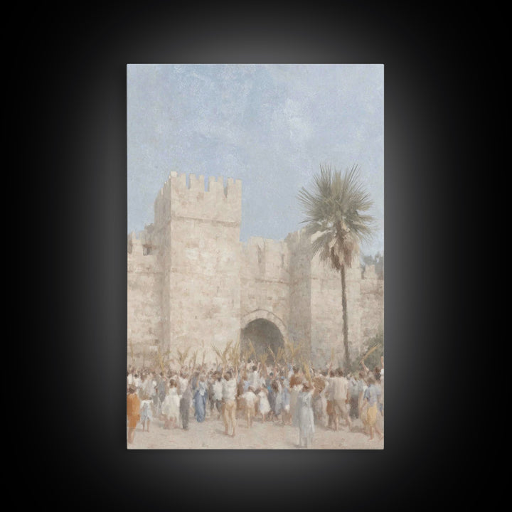 Palm Day Rejoicing, Framed Canvas Print, Christian Art Canvas, Christian Wall Art, Subtle Christian Art, Christian Art Prints