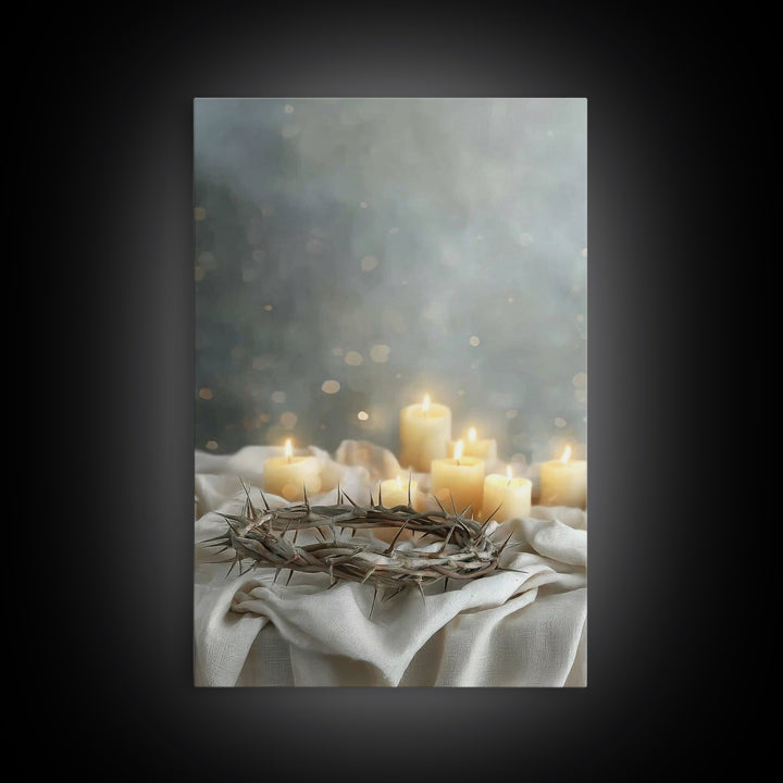 Glowing Redemption, Framed Canvas Print, Christian Art Canvas, Christian Wall Art, Moody Christian Art, Christian Gift Ideas