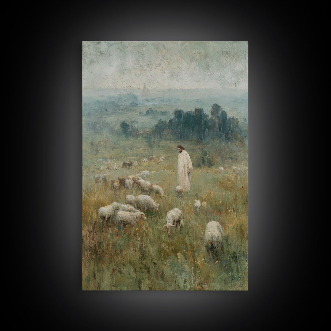 Hillside Blessing - Framed Canvas Print - Jesus Painting - Christian Art Canvas - Christian Wall Art - Pastoral Scenery - Christian Gift Id