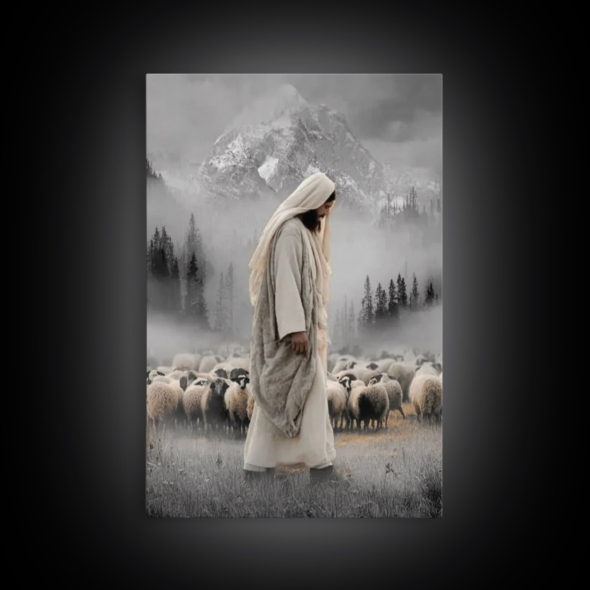 Mountain Mercy - Framed Canvas Print - Christian Wall Art - Jesus Painting - Christian Art Canvas - Moody Christian Art - Christmas Art