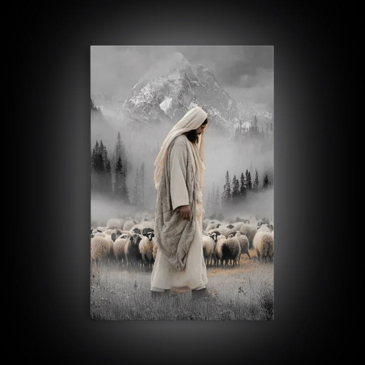 Mountain Mercy - Framed Canvas Print - Christian Wall Art - Jesus Painting - Christian Art Canvas - Moody Christian Art - Christmas Art