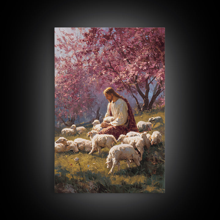 Blossoms Of Peace - Framed Canvas Print - Christian Art Canvas - Jesus Painting - Christian Wall Art - Spring Christian Art - Christian Gif