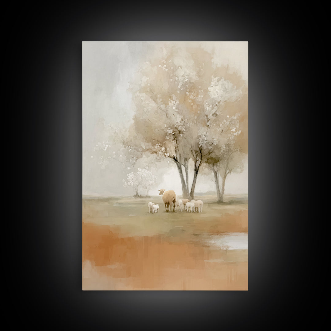 Gentle Meadow Calm - Framed Canvas Print - Christian Wall Art - Christian Art Canvas - Pastoral Scenery - Subtle Christian Art - Christian