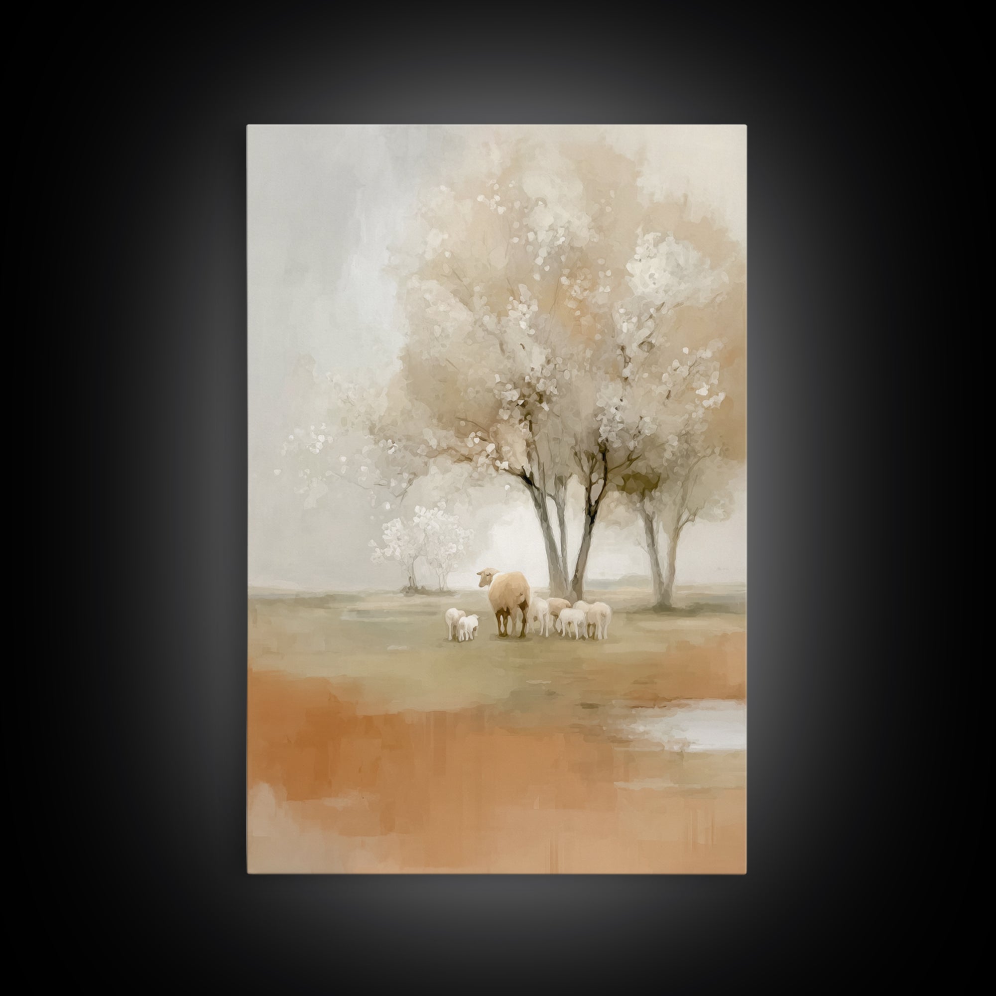 Gentle Meadow Calm - Framed Canvas Print - Christian Wall Art - Christian Art Canvas - Pastoral Scenery - Subtle Christian Art - Christian
