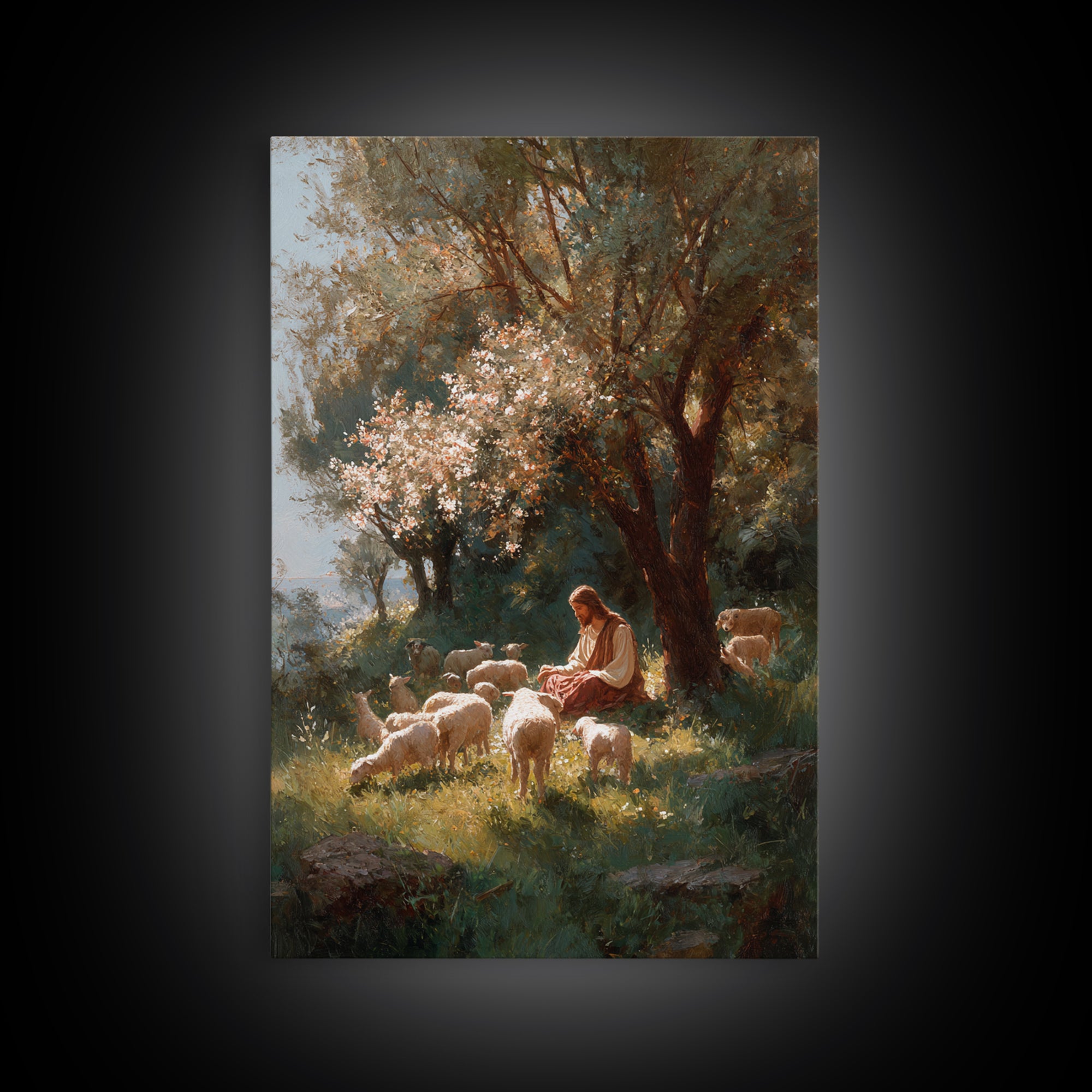 Garden Light – Framed Canvas Print – Christian Art Canvas – Jesus Painting – Christian Wall Art – Vintage Christian Art – Christian Gift Id