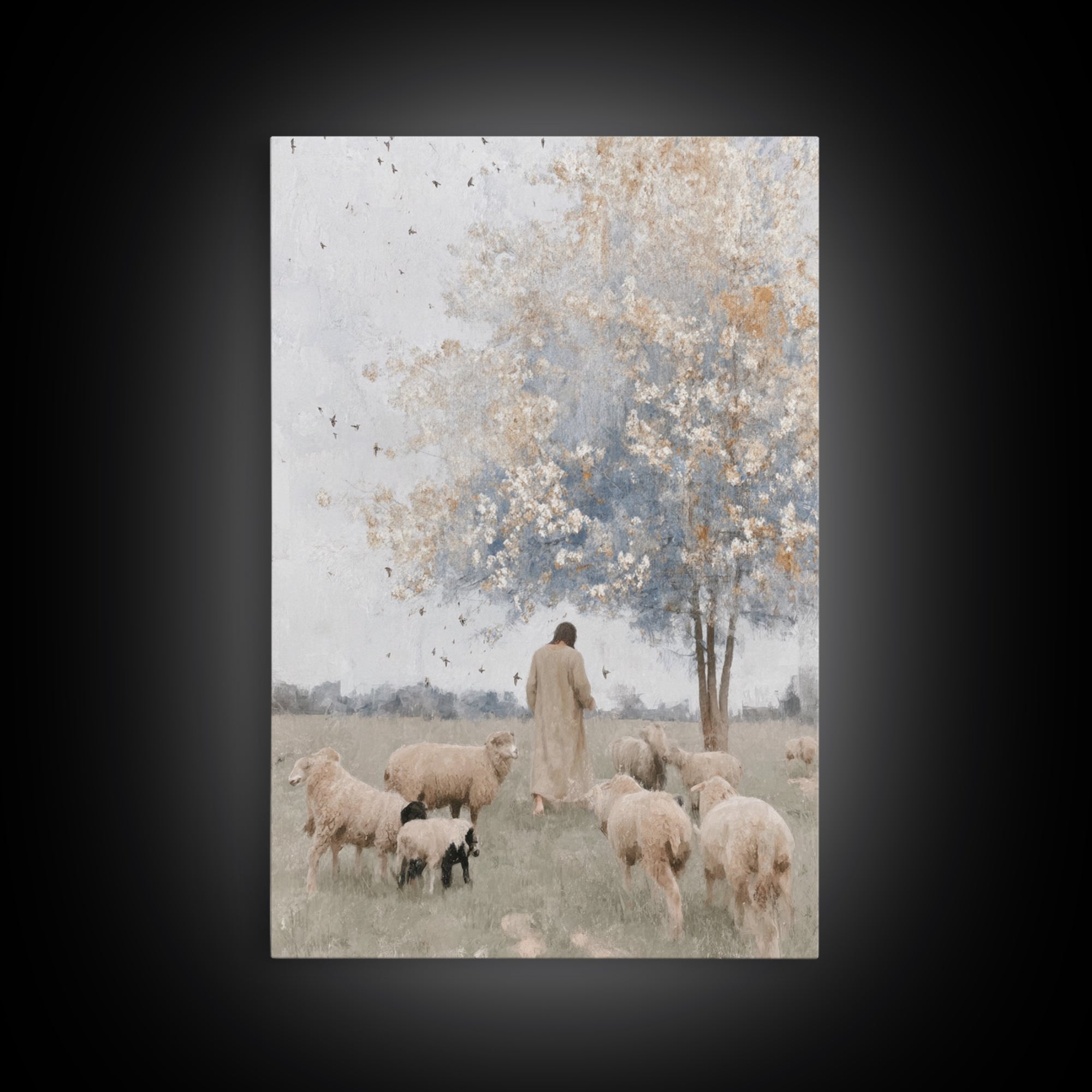 Skyward Meadow – Framed Canvas Print – Christian Wall Art – Jesus Painting – Christian Art Canvas – Subtle Christian Art – Christian Decor