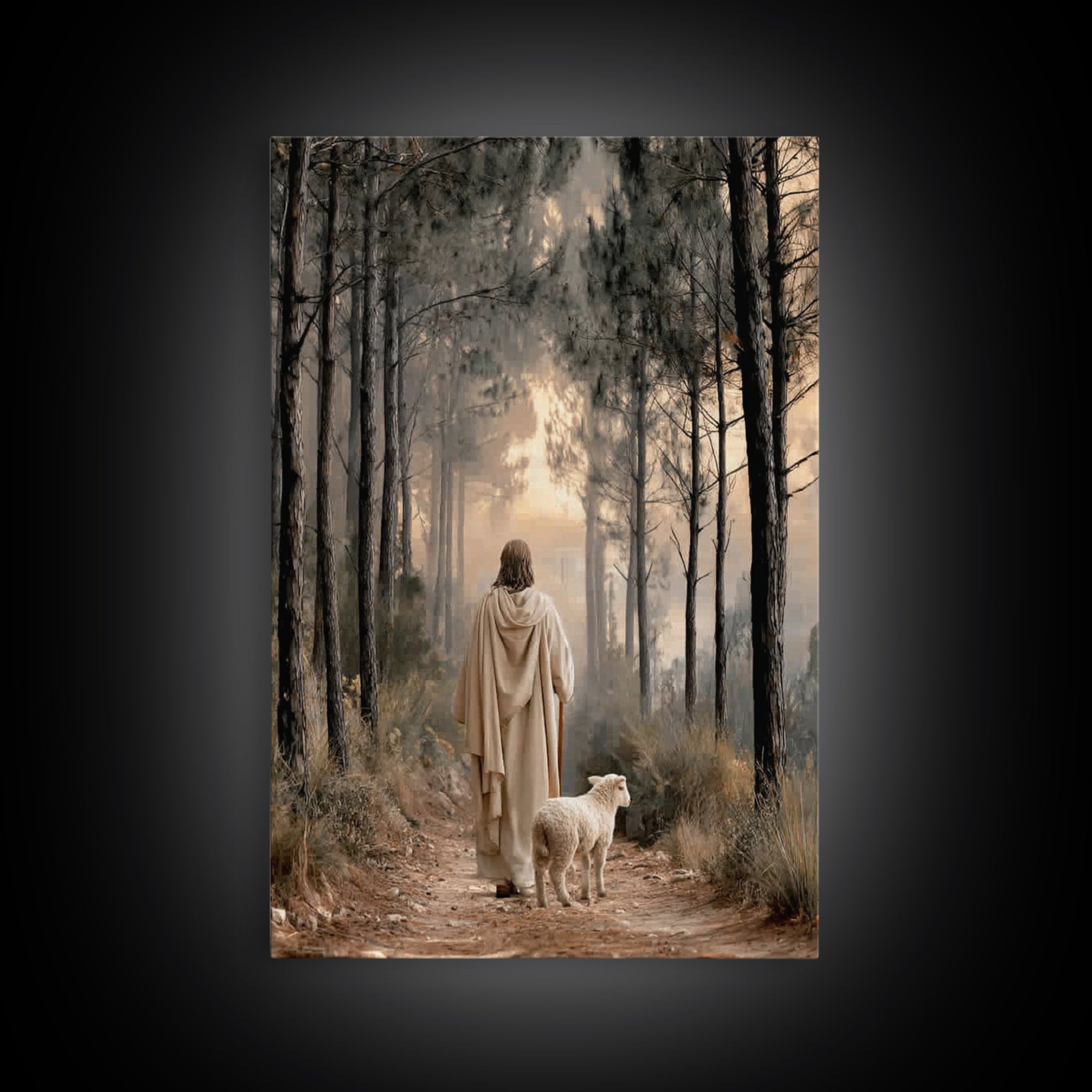 Autumn Ascent – Framed Canvas Print – Christian Wall Art – Jesus Painting – Christian Art Canvas – Minimalist Christian Art – Christian Dec
