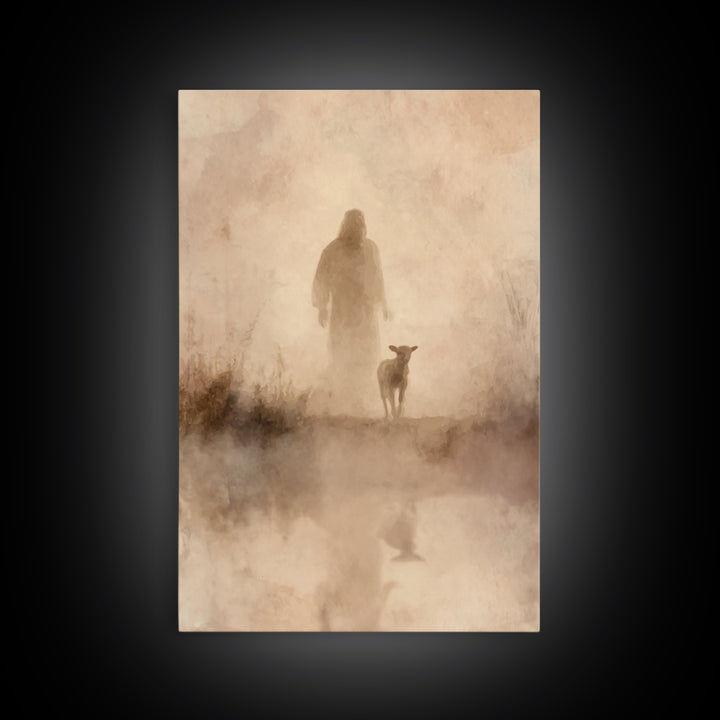 Shepherd’s Dawn – Framed Canvas Print – Christian Wall Art – Jesus Painting – Christian Art Canvas – Vintage Christian Art – Christian Art