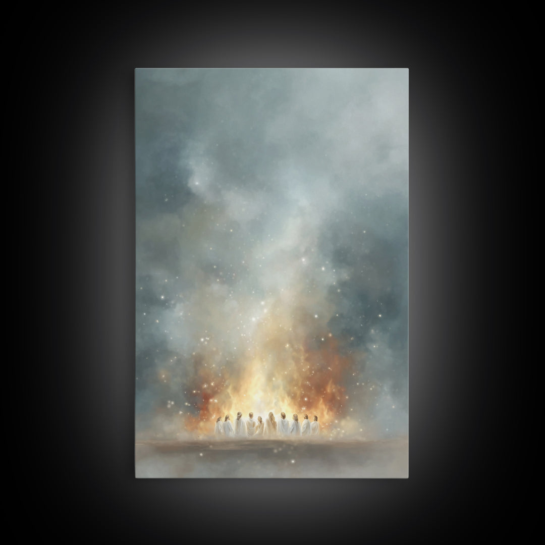 Heavenly Fire – Framed Canvas Print – Christian Wall Art – Christian Art Canvas – Jesus Painting – Moody Christian Art – Large Christian Pa