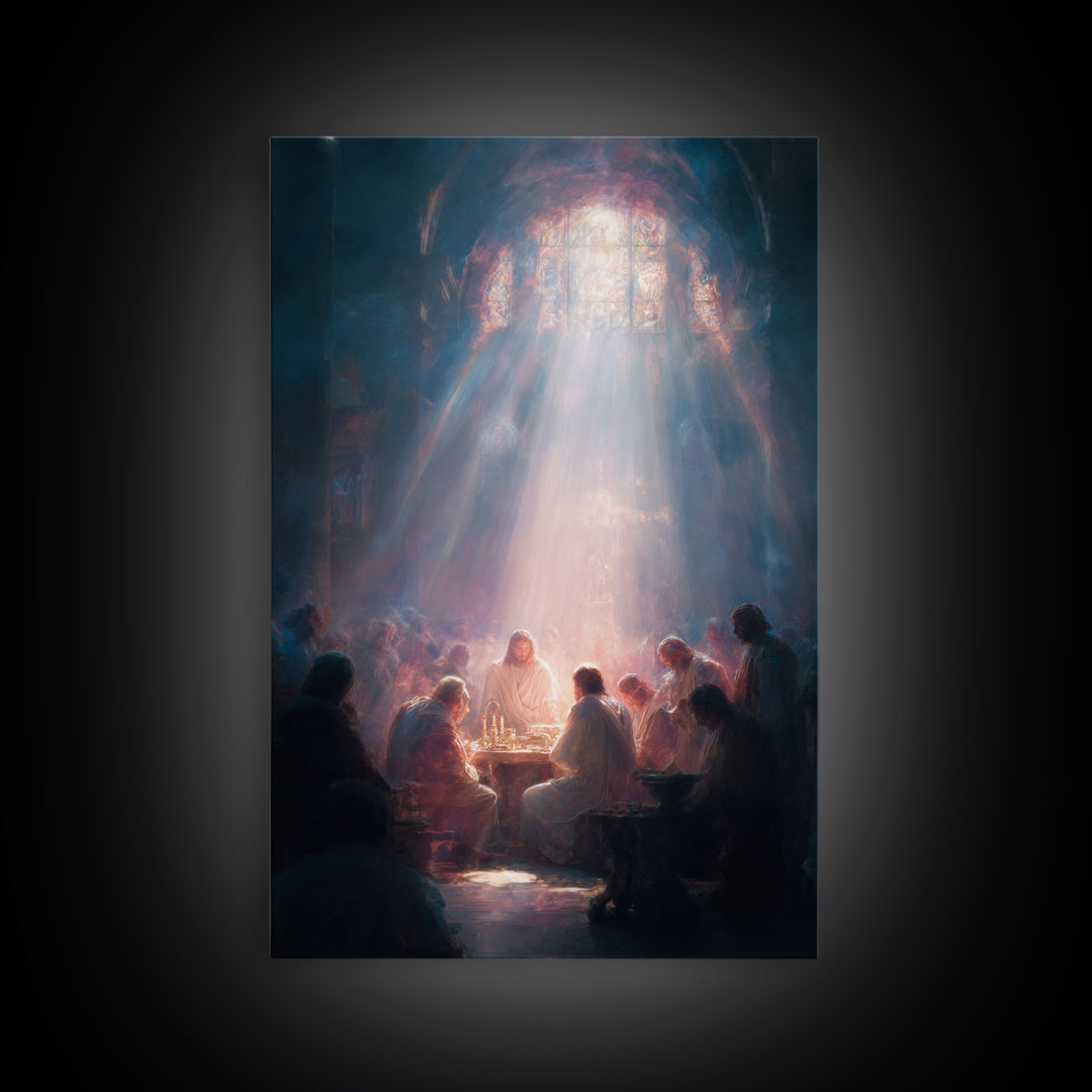 Table Of Light – Framed Canvas Print – Christian Art Canvas – Christian Wall Art – Large Jesus Painting – Modern Christian Art – Christian
