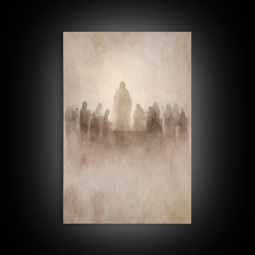 Holy Gathering – Framed Canvas Print – Christian Wall Art – Subtle Christian Art – Christian Art Canvas – Christian Painting – Vintage Chri