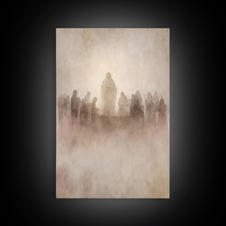 Holy Gathering – Framed Canvas Print – Christian Wall Art – Subtle Christian Art – Christian Art Canvas – Christian Painting – Vintage Chri
