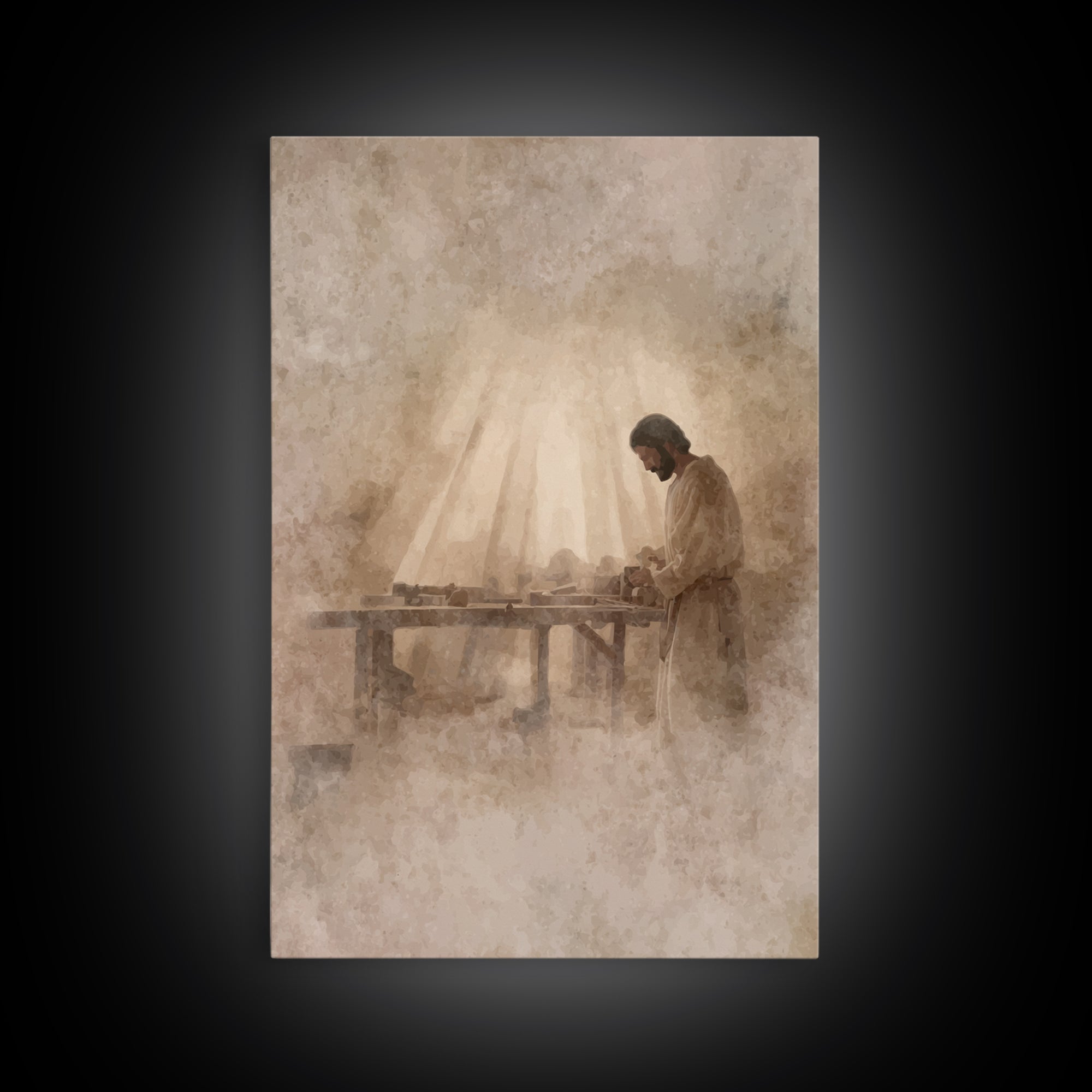 Carpenter’s Grace – Framed Canvas Print – Christian Art Canvas – Christian Wall Art – Christian Painting – Vintage Christian Art – Christia