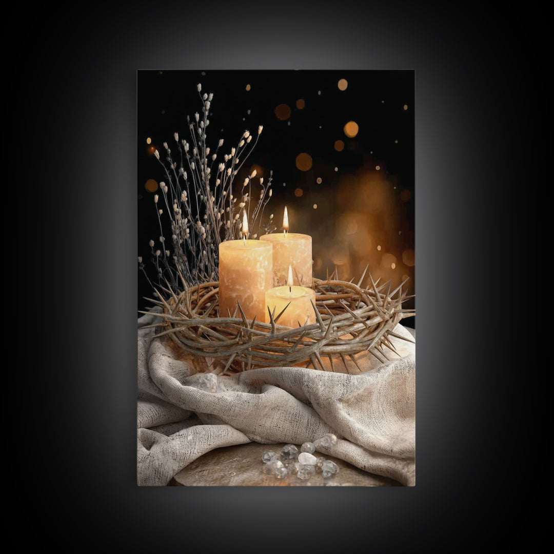 Crown Of Light – Framed Canvas Print – Christian Wall Art – Christian Art Canvas – Christmas Art – Christian Decor – Moody Christian Art