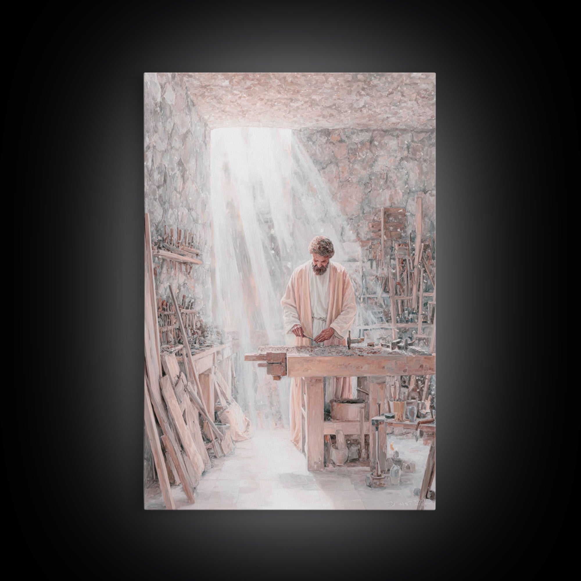 Light Of Labor - Framed Canvas Print - Christian Wall Art - Jesus Painting - Christian Art Canvas - Christian Decor - Christian Gift Ideas