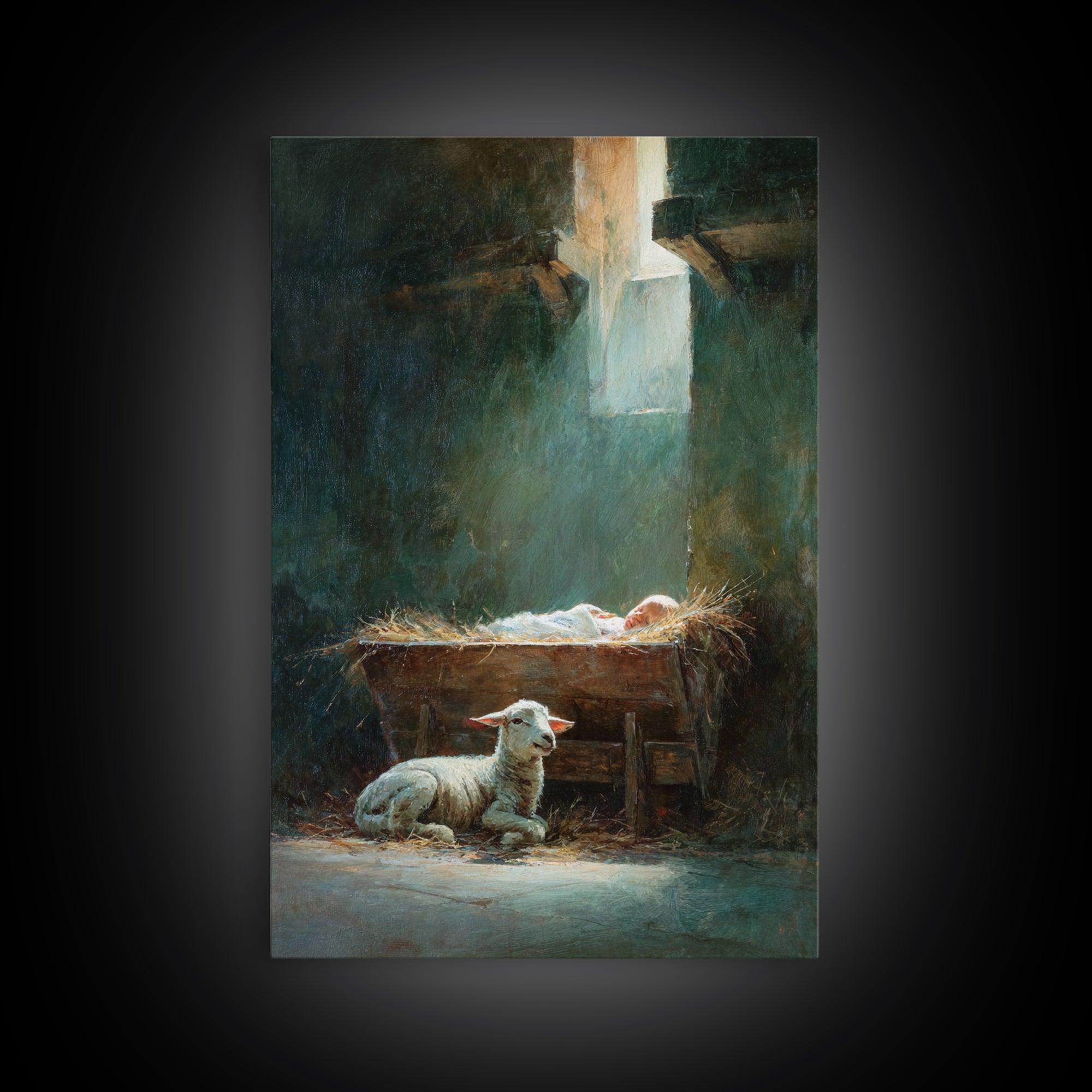 Father’s Gentle Watch – Framed Canvas Print – Christian Wall Art – Jesus Painting – Christian Art Canvas – Christmas Art Prints – Christian