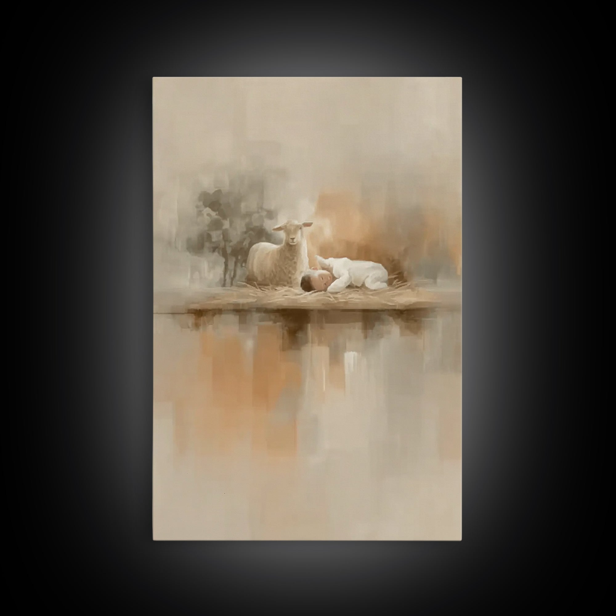 Little Lamb Peace – Framed Canvas Print – Christian Wall Art – Christian Art Canvas – Jesus Painting – Christmas Art – Christian Christmas