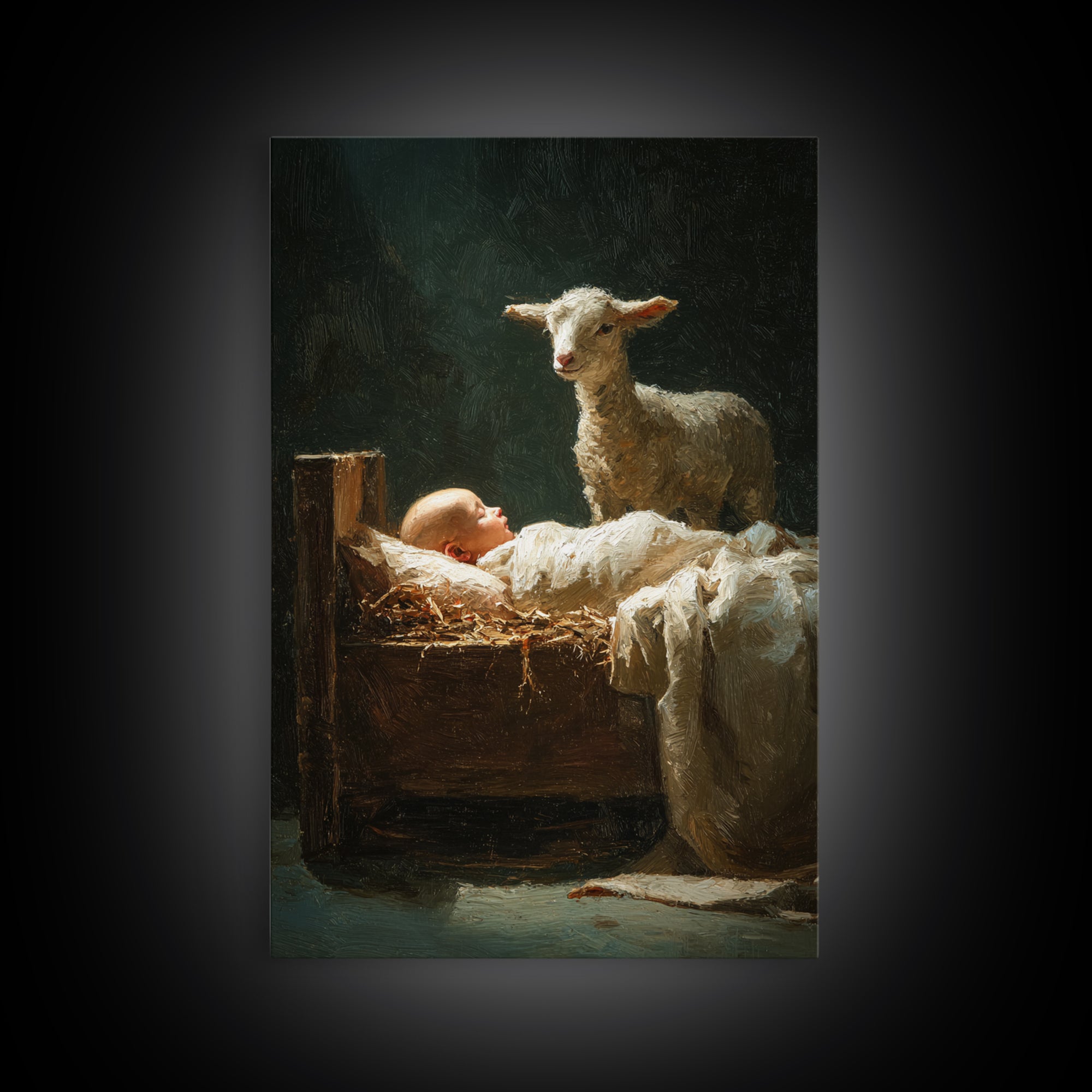 Gentle Watch Grace – Framed Canvas Print – Christian Art Canvas – Modern Christian Painting – Christian Wall Art – Jesus Christmas Art – Ch