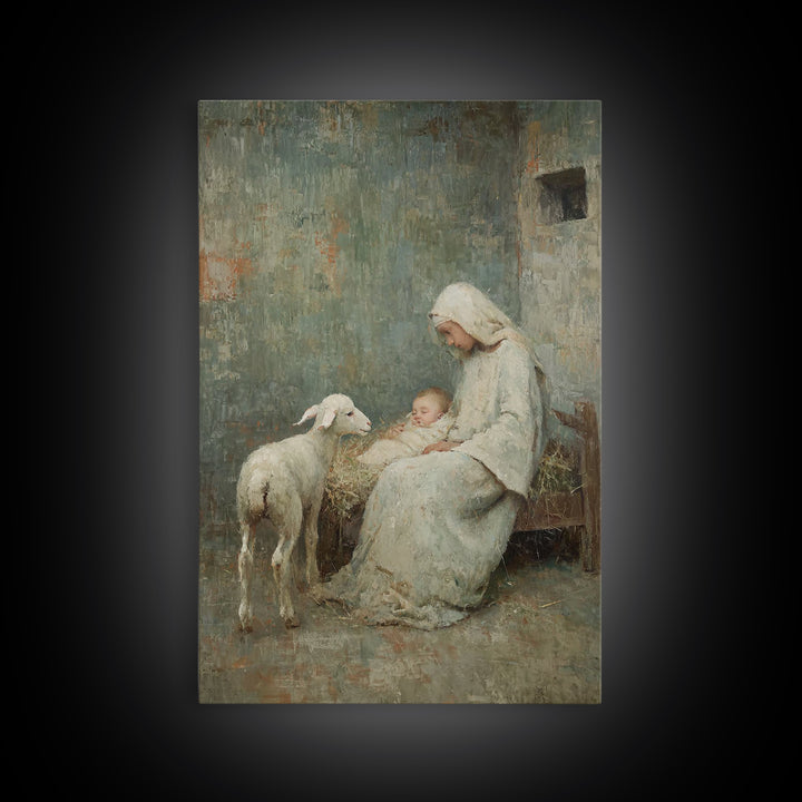 Mother’s Tender Rest – Framed Canvas Print – Christian Art Canvas – Vintage Christian Art – Christian Wall Art – Christmas Art – Jesus Pain