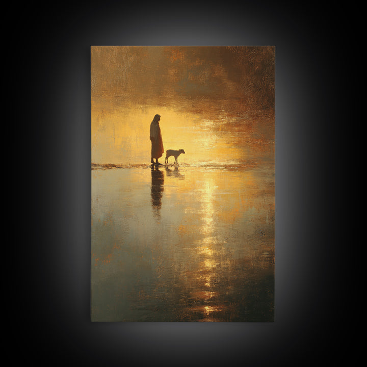 Golden Quiet Valley – Framed Canvas Print – Christian Art Canvas – Moody Christian Art – Jesus Painting – Christian Wall Art – Christian De