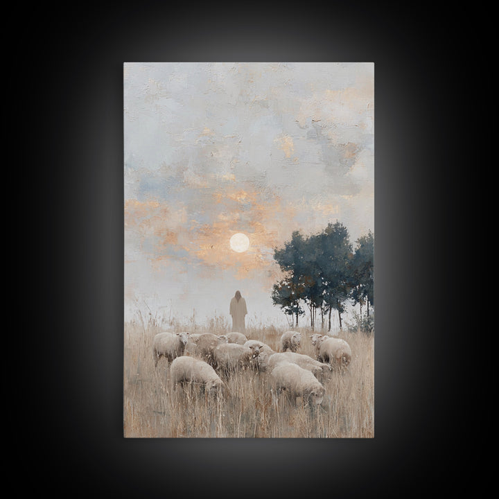 Pasture Of Mercy – Framed Canvas Print – Christian Art Print – Christian Wall Art – Jesus Painting – Christian Art Canvas – Christian Chris