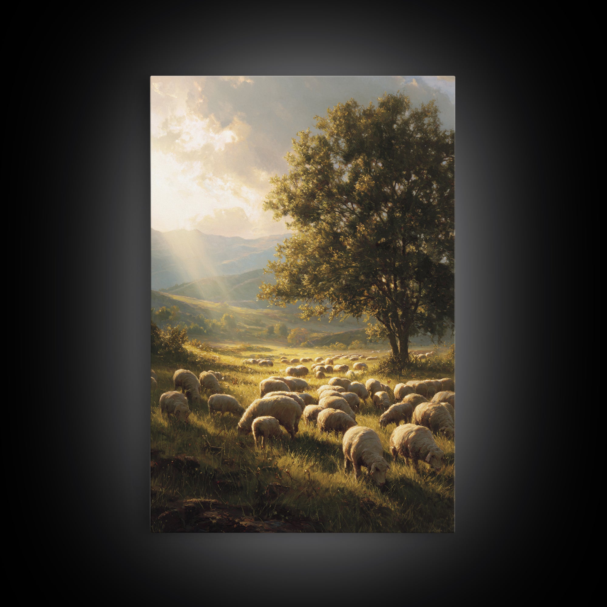 Dawn Of The Shepherds – Framed Canvas Print – Christian Wall Art – Christian Art Canvas – Christian Christmas Art – Pastoral Scenery – Chri