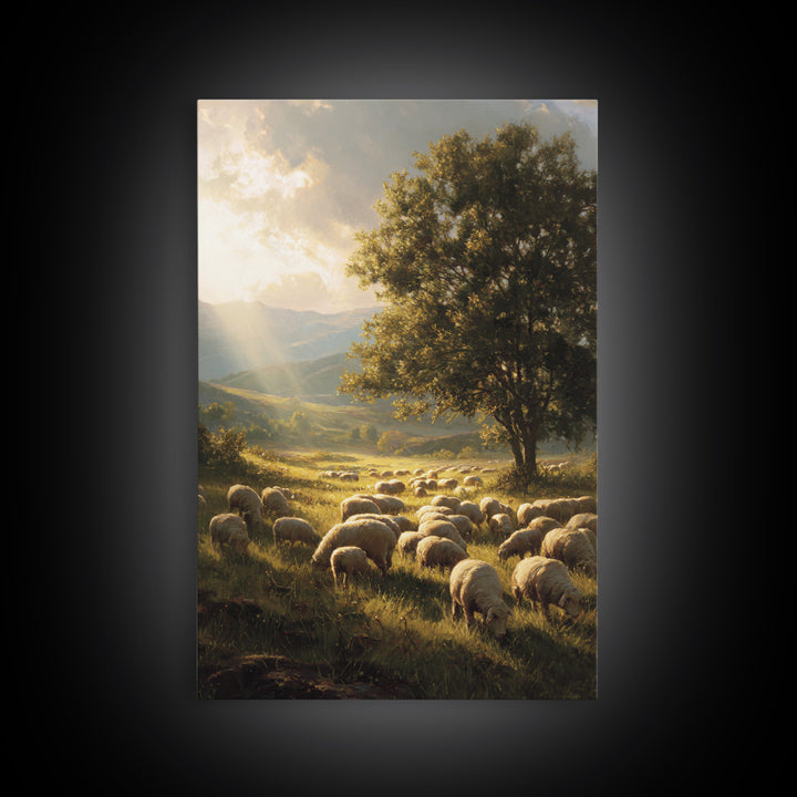 Dawn Of The Shepherds – Framed Canvas Print – Christian Wall Art – Christian Art Canvas – Christian Christmas Art – Pastoral Scenery – Chri