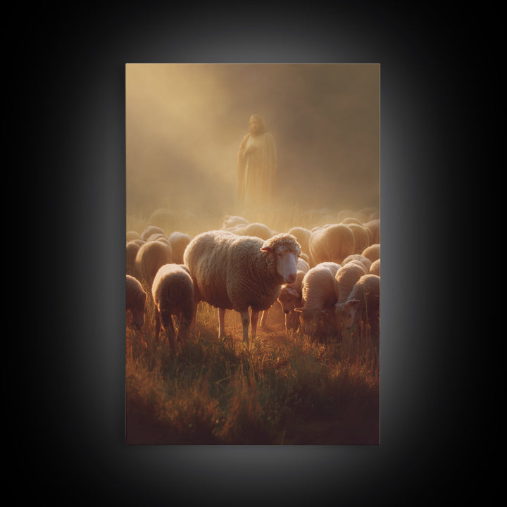 Shepherd’s Watchlight – Framed Canvas Print – Jesus Painting – Christian Art Canvas – Christian Christmas Art – Moody Christian Art – Chris