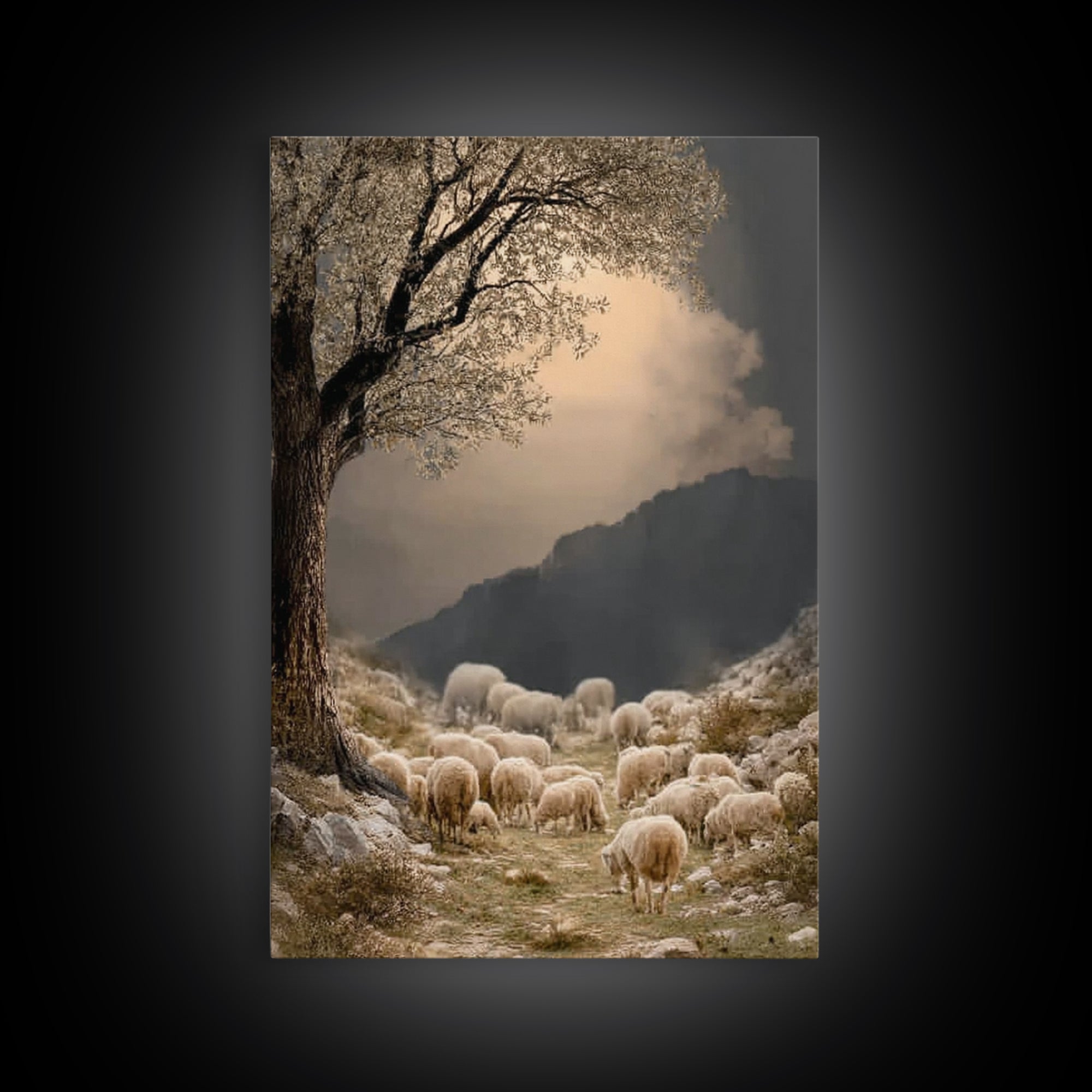Olive Path Grace – Framed Canvas Print – Christian Wall Art – Christmas Art – Christian Art Canvas – Vintage Christian Art – Christian Deco