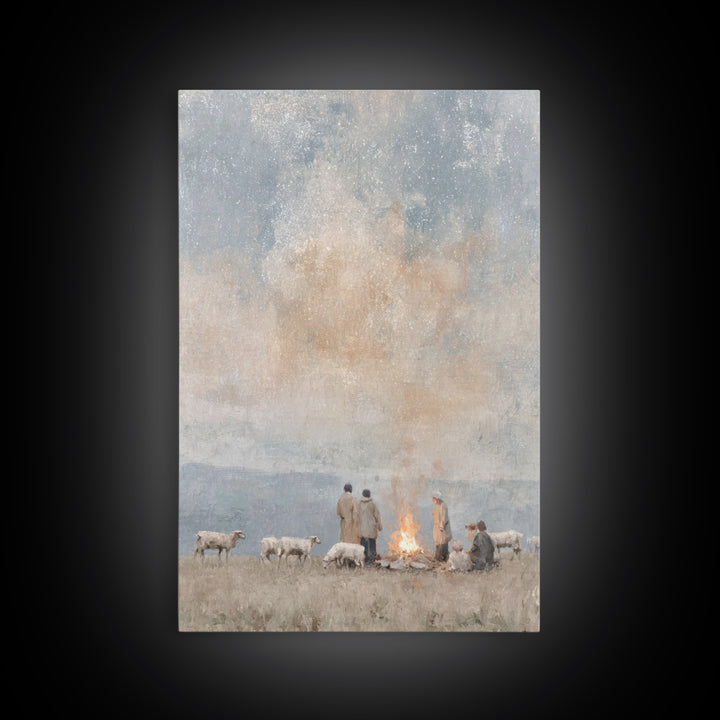 Still Night Vigil – Framed Canvas Print – Christian Art Canvas – Subtle Christian Art – Christian Painting – Christmas Art – Christian Wall