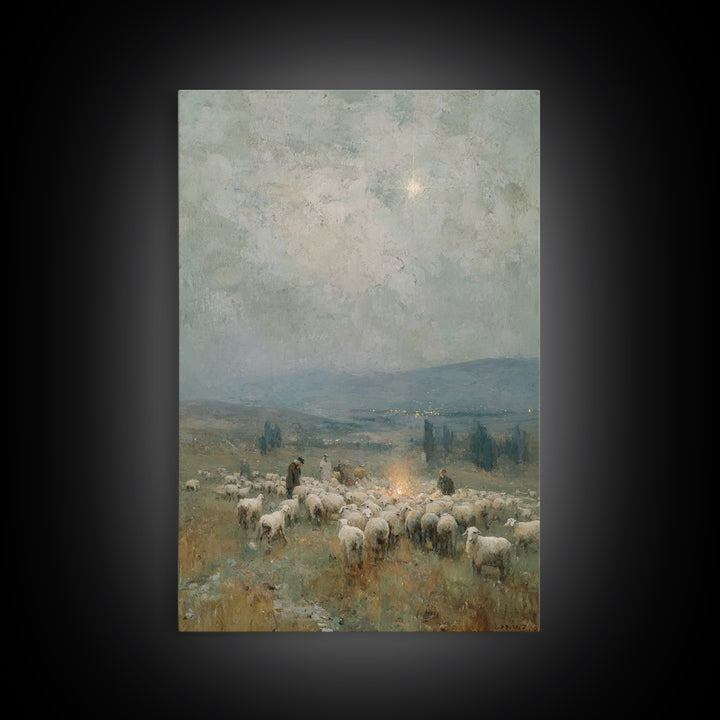 Bethlehem Horizon Star – Framed Canvas Print – Christian Wall Art – Christian Christmas Art – Christian Art Canvas – Pastoral Scenery – Chr