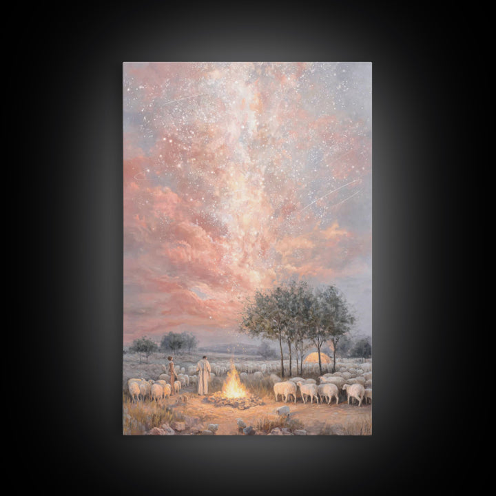 Glory In The Heavens – Framed Canvas Print – Christian Art Canvas – Christmas Art – Christian Wall Art – Christian Christmas Decor – Modern